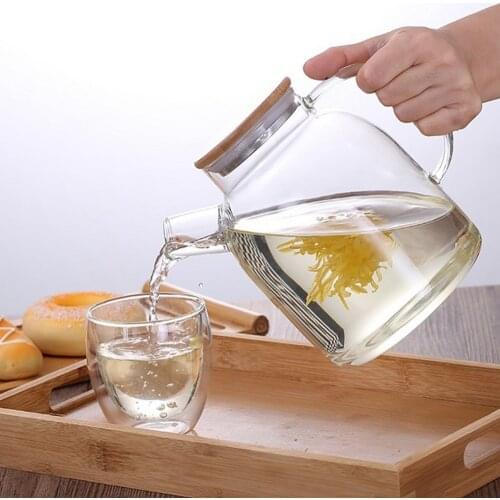 1800ml/1000ml Clear Glass Flower Teapot Big Transparent Milk Kung Fu Tea Set Heat Resistant Oolong Flower Tea Pot Kettle Tool