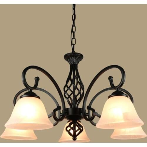HGhomeart Living Room E27 Retro Chandelier Iron Art Simple Atmosphere Modern Bedroom Restaurant Ceiling Lamp