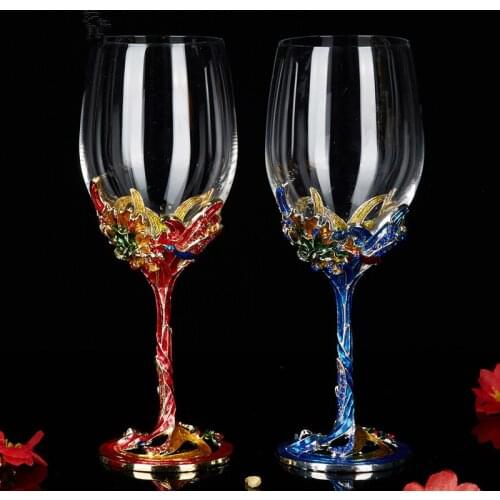 Luxury exquisite lead-free crystal glass wine glass Festive Party Dining beautiful Goblet Red blue couple cup