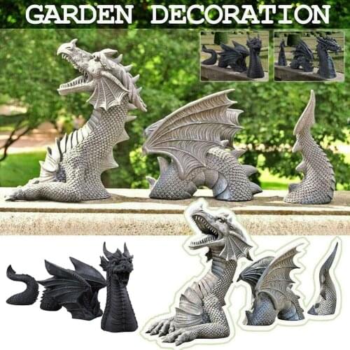 Large Dragon Gothic Garden Decor Statue Deco Accessories Sculptures Resin Ornament For Garden Outdoor Backyard Decor Figurine