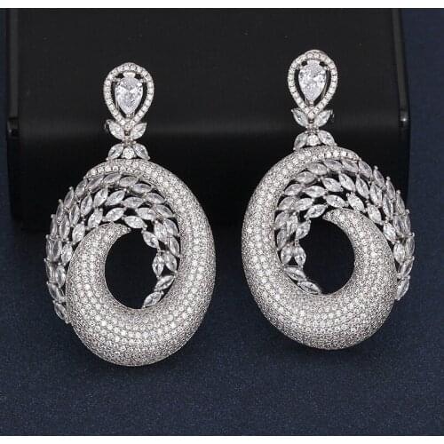 TIRIM Luxury Dangle Earrings for Women Eardrop Colorful Earbobs Multicolor Cubic Zirconia Wedding Engagement Party Charm Jewelry