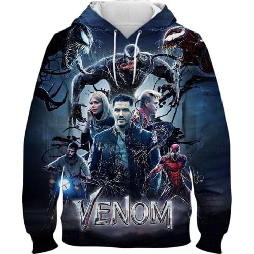 Venom Mens hoodies Spring Autumn New Fashion Boy Girl Kids Oversized Hooded sweatshirts 3D Print Harajuku womens hoodie