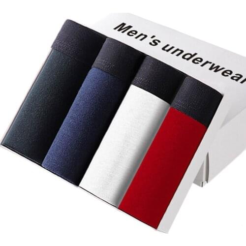 4pcs/lot Male Panties Cotton Mens Underwear Boxers Breathable Boxer Solid Underpants Comfortable Brand Casual Shorts 3XL