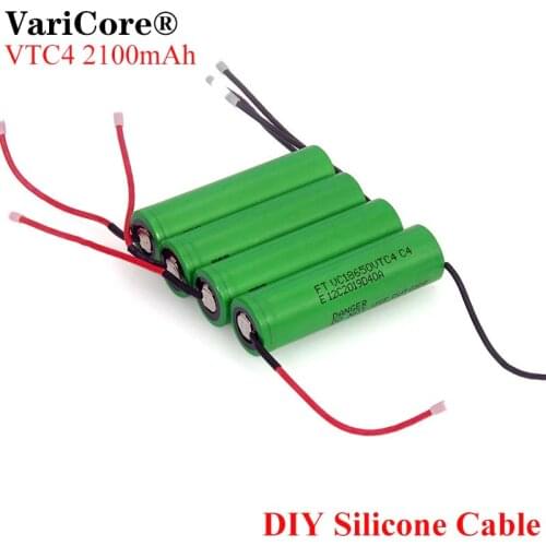 3pcs VariCore New 100% Original 3.6V 18650 VC18650VTC4 2100mAh 20A 30A Discharge Rechargeable battery +DIY Silica gel Cable