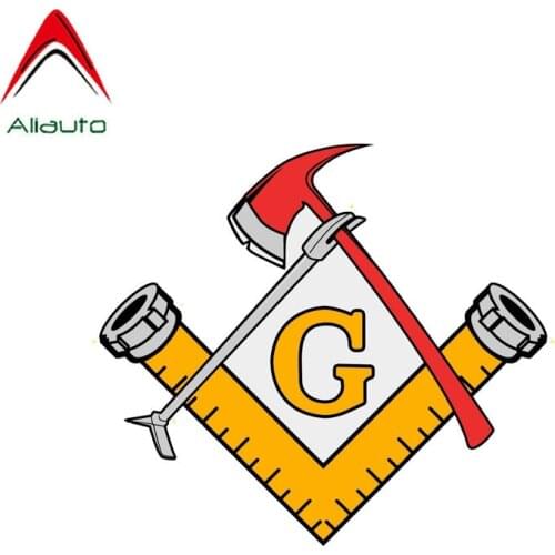 Aliauto Funny Car Stickers Masonic Free Mason Firefighter Tools Decal PVC for Mercedes Benz Subaru Forester Lexus,17cm*16cm