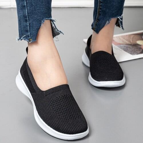 Women Summer Shoes Knitting Sock Slip-On Sneakers Lightweight Flat Shoes Plus Size Loafers 2021