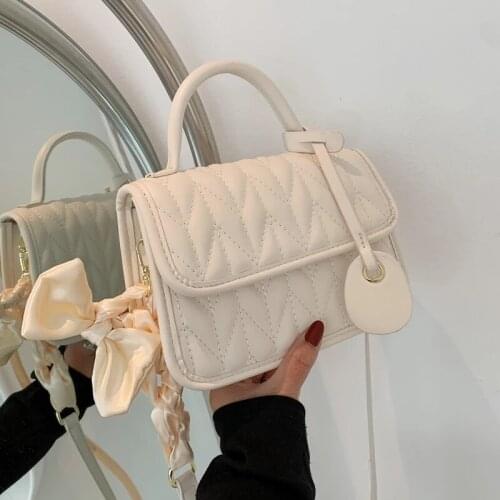 Ribbon Bow Tote Bag 2021 Summer New High-quality PU Leather Womens Designer Handbag Casual Shoulder Messenger Bag