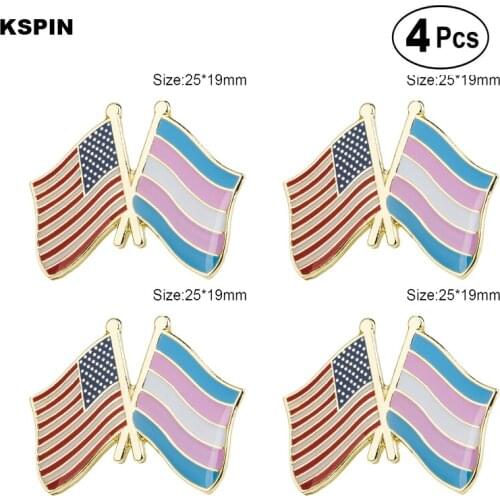 U.S.A & Transgender Pride Brooches Lapel Pin Flag badge Brooch Pins Badges 4pcs