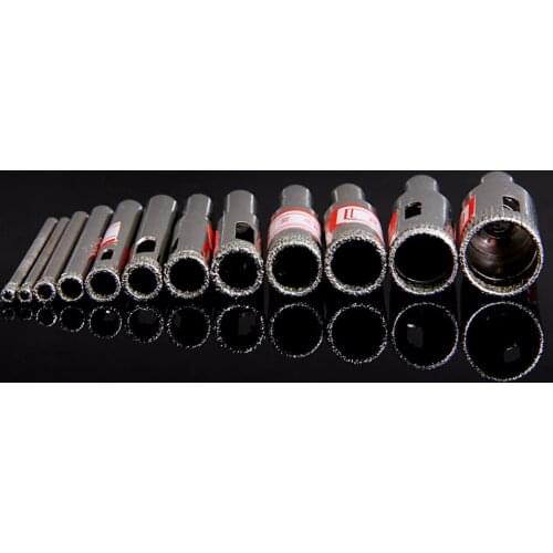11Pcs 3-14mm Diamond Coated Core Saw Hole Drill Tool Set for Glass Marble Tiles
