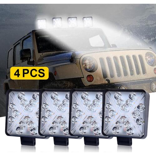 16LED Work Light 48W Headlights 12V Square Spot light Strobe light For Trucks Suv 4X4 4WD Car Running Lights