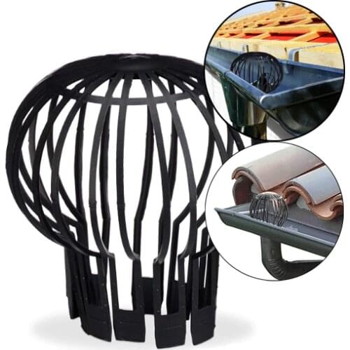 2-Piece Set Roof Gutter Balloon Guard Filters, Plastic Downpipe Stops Leaf Drains, Rainwater Discharge, Polypropylene, Black
