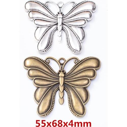 2 pieces of retro metal zinc alloy butterfly Pendant for DIY handmade jewelry necklace making 8139