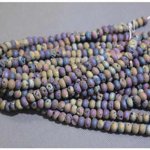 2018 New Fashion 8/10/12mm Natural Seed stone Metallic Titanium Coated Bead Druzy Agates Necklace DIY Jewelry Making Accessories