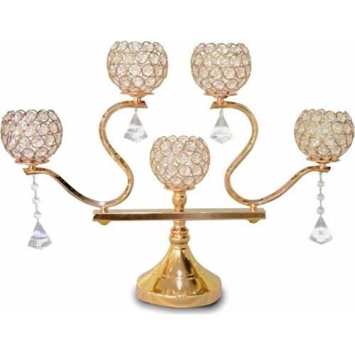 5 head zinc alloy golden color wedding candlestick home decoration party candle holder Banquet Table Centerpiece 10pcs/lot