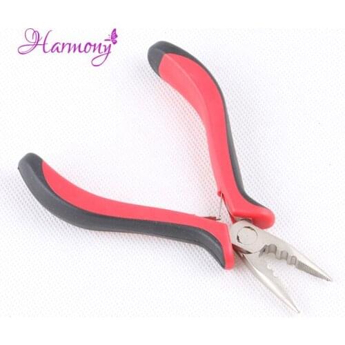 5pcs Black & Red straight head 3 holes with teeth Micro ring plier hair pliers for Micro ring prebonded hair extensions tools