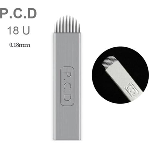 50PCS 0.18mm Microblading Needles Nano Blade Lamina Agulhas Tebori 18 U Hard PCD Needle Eyebrow Tattoo Shading Blades Manual Pen