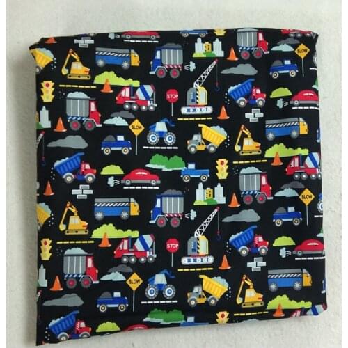 50x105cm Black Multi Cartoon Cars Printed Cotton Fabric Car Fabric Patchwork Cloth Bag Party Home Decor