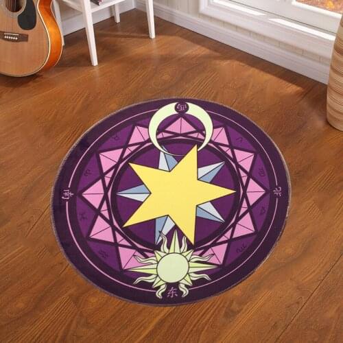 60CM Cartoon Round Carpet Childrens Bedroom Card Captor Sakura Magic Circle Carpet Eco-Friendly Rug Computer Chair Mat