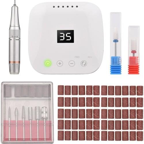 2021 New 35000RPM Nail Drill Pen Electric Nail Drill Machine Kit Nail File Manicure Tool 2 Ceramic Drill Bits 6 Metal Drill Bits