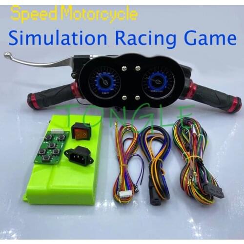 Arcade Simulation Motorcycle Racing Game DIY Kit Includes Motherboard and Wires, LED Handlebars with Gauges for Children Kids