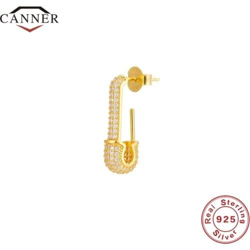 CANNER 925 Sterling Silver Personality Fashion CZ Zircon Stud Earrings for Women Piercing Cartilage Earring Jewelry Pendientes