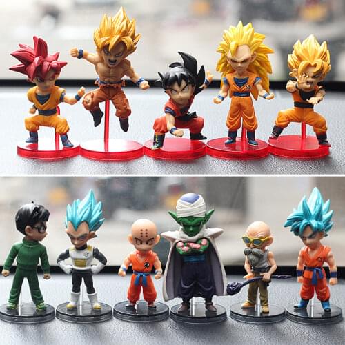 Bandai Dragon Ball Son Goku Vegeta IV Piccolo Majin Buu Kuririn Master Roshi Cute Interior Accessories Action Figure Ornaments