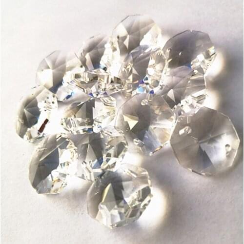 Free Shipping 500pcs/lot 16mm Crystal Faceted Cuts Glass Octagon Beads in 2 Holes DIY Wedding Garland Strand Beads Decoration
