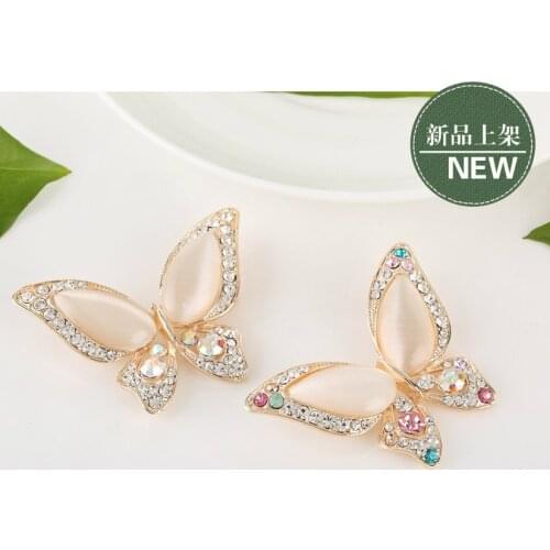 Free Shipping Fashion Butterfly Brooch, High Quality Opal Inlay Pin Brooches for Women, Crystal Brooch Bouquet Gifts