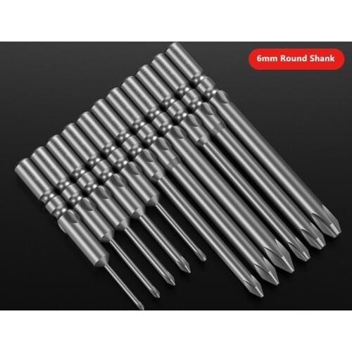 BROPPE 802 Phillips Electric Screwdriver Bit S2 Alloy Steel 6mm Round Shank Strong Magnetic Electric 5C Screwdriver Bit