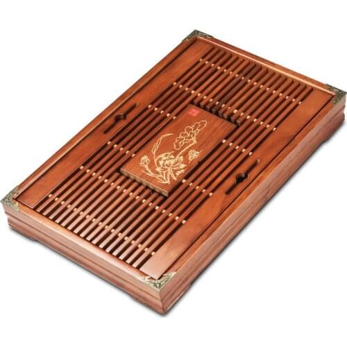 43*27*5.5cm Ke wood solid wood tea plate small Kung Fu tea table tea drainage water storage tea factory direct wholesale