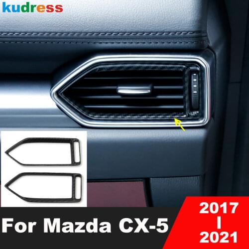 For Mazda CX5 CX-5 KF 2017 2018 2019 2020 2021 Carbon Fiber Air Condition Vent Outlet Cover Trim Car Interior Accessories 2pcs