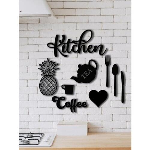Home Decor Kitchen Concept-Coffee-Tea-Pineapple-Fork Spoon Knife-Cup-Heart 9 piece