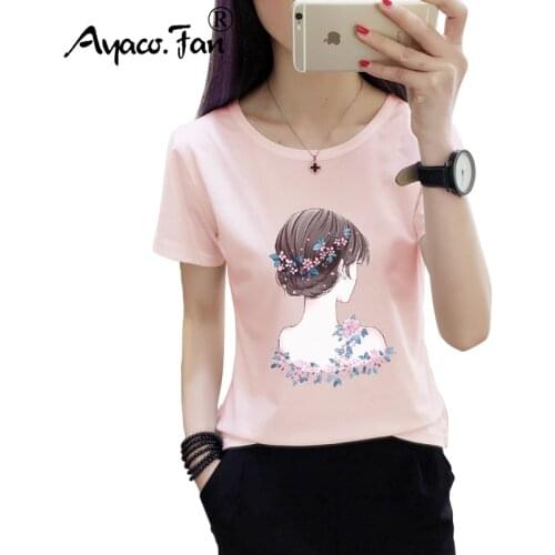Hot Short Sleeve T-Shirts 2019 Summer New Cute O-Neck Print Women T-Shirt for Girls Students Female Casual Loose Lady Tops Tees