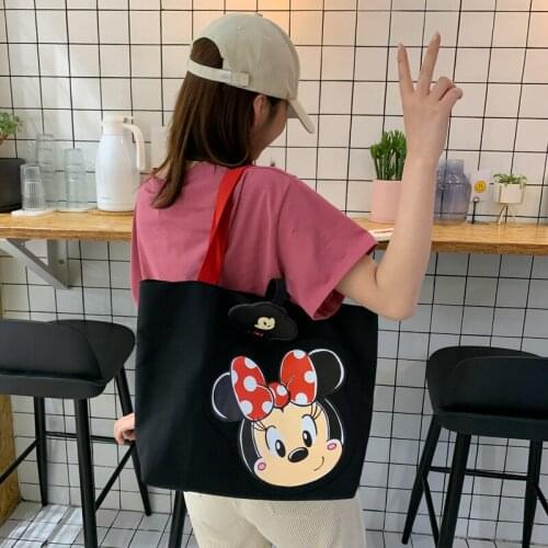 Disney Mickey print canvas bag new wild casual tote bag cartoon cute large capacity portable shopping bag