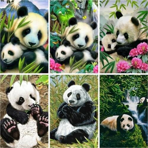 Huacan 5D DIY Diamond Mosaic Embroidery Panda Diamond Painting Cross Stitch Animals Modular Pictures Decorative Paintings
