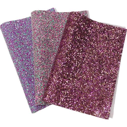 Elastic Backing Multicolored Shiny Chunky Glitter Faux Leather Fabric For Shoes/Clothing/Earring/DIY Accessories/Handmade Crafts