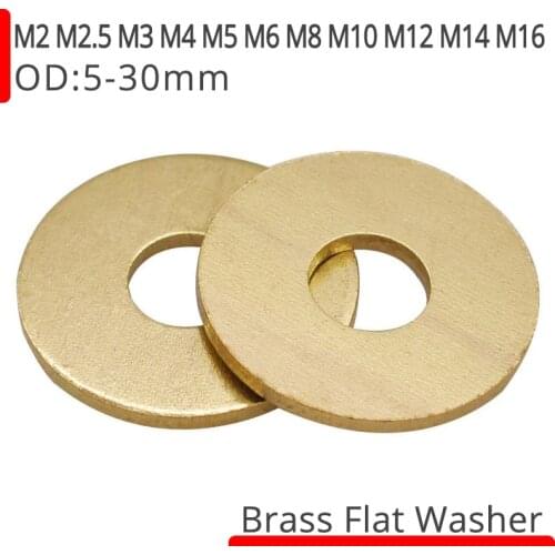 Brass Flat Washer Metal Plain Meson Seal Gasket Set M2 M2.5 M3 M4 M5 M6 M8 M10 M12 M14 M16