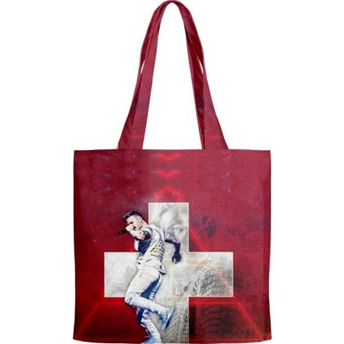 M.Pokora Hip Hop Handbags Cloth Canvas Tote Bag Print Shopping Bags Reusable Shoulder Shopper Bags Casual Pacakge
