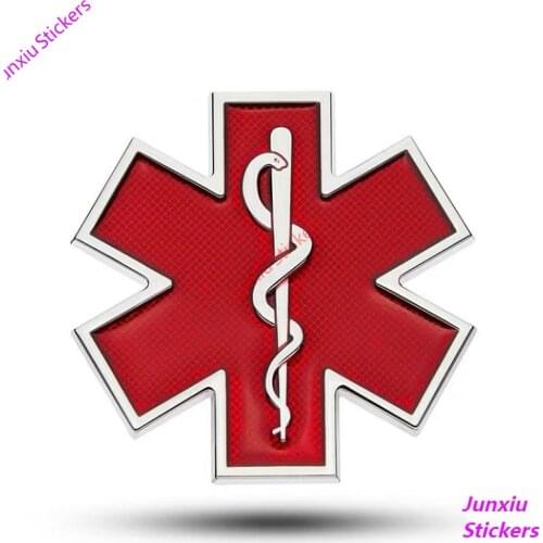 Car Modified Metal Sticker Star Of Life Logo Blue Emergency Ambulance Logo Badge Car Side Fender Trunk Decoration Accessories