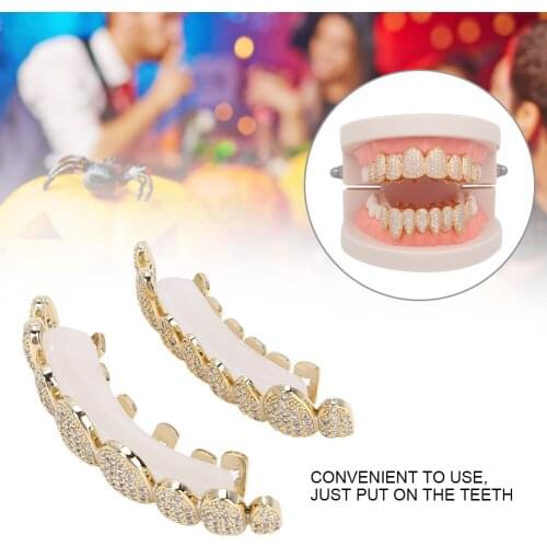Fashionable Luxury Teeth Set Hip Hop Prop Grillz Silicone Teeth Decoration Halloween Party Gift Won't Change Color Healthy Safe