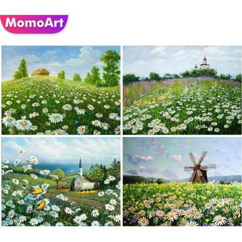 MomoArt Full Square Diamond Painting Daisy Cross Stitch Mosaic 5D DIY Diamond Embroidery House Flower Handmade Gift Home Decor
