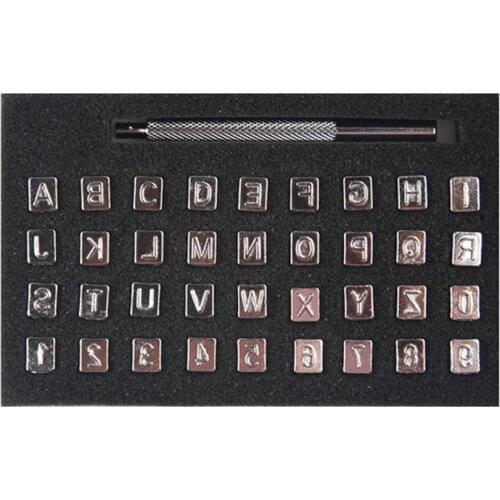 Leather Art Craft Tool 36pcs Digital Seal English Letters Watch Wristband Bags Gift Belt Shoes 3.5mm Alphabet Stamp Tools Set