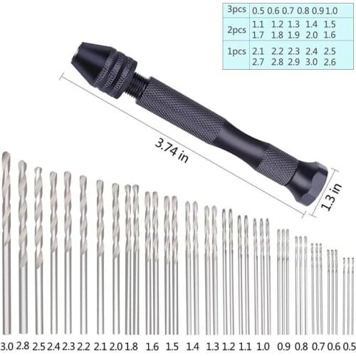 49Pcs Hand twist drill Set Precision Pin Vise Hobby Drill with Model Twist Hand Drill Bits Set for DIY Rotary Drilling Tool