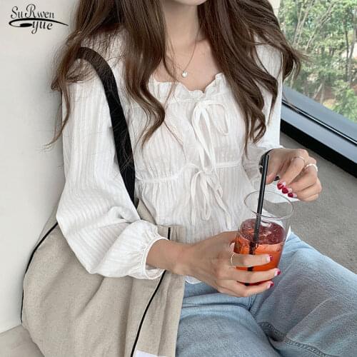 Embroidery Lace Spring Linen Cotton Shirt Tops Casual Girls White Blouse Women Long Sleeve Plus Size Women Blouses Femme 11700