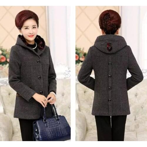 The New Autumn Winter Thick Wool Coat Fashion Womens Single Breasted Wool Long Coat Tops For Ladies Moms Add Thick Outwear