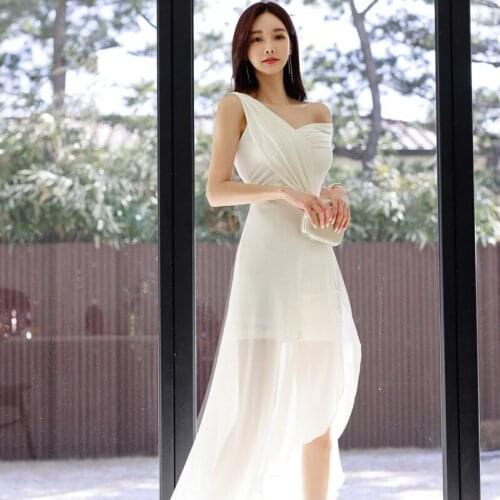 New Arrival Fashion Summer Long Party Dress Women Vacation Clothes Elegant Sexy Strapless Folds Perspective Beach Holiday Dress