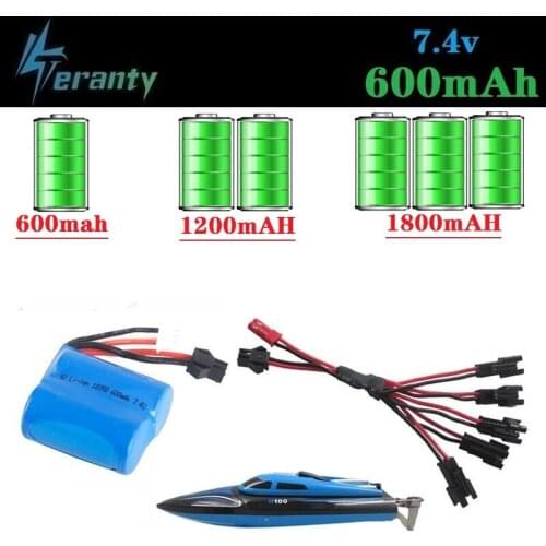 Original 7.4V 600mAh 1200mah 1800mah 18350 Li-ion Battery for Skytech H100 H102 High Speed Remote Control Racing Boat Battery