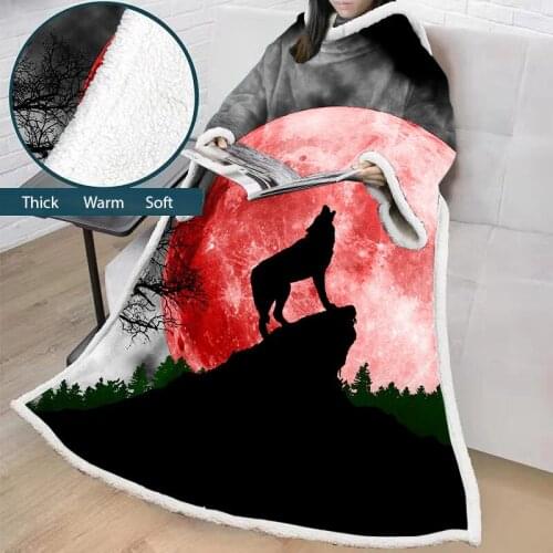 Wolf Series Throw Blanket 3D Printed For Sofa Bed Velvet Plush Sherpa Fleece Blanket Microfiber Warm Couch Cover Bedspread