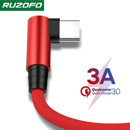 Ruzofo 3A USB Type C Data Cable For Samsung Galaxy S10 S9 Xiaomi Redmi Note 7 Huawei Fast Charging Mobile Phone Chargers 2m 3m
