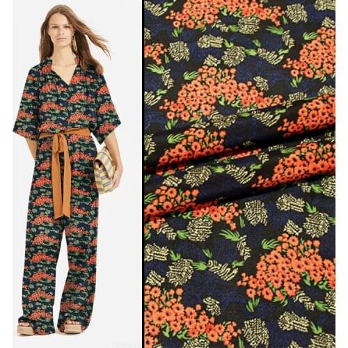 139cm wide 13mm printing silk crepe de Chine fabric skirt dress summer fashion clothing silk cloth 100% silk printed fabric